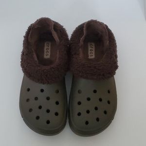 Fur Lined CROCS Sandals Clogs Brown W9 M7